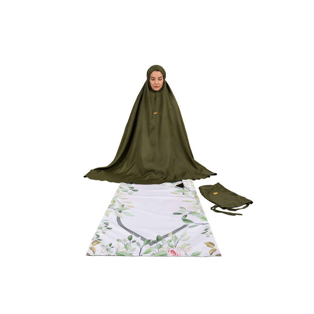 طقم قطني قطعتين - كاكي