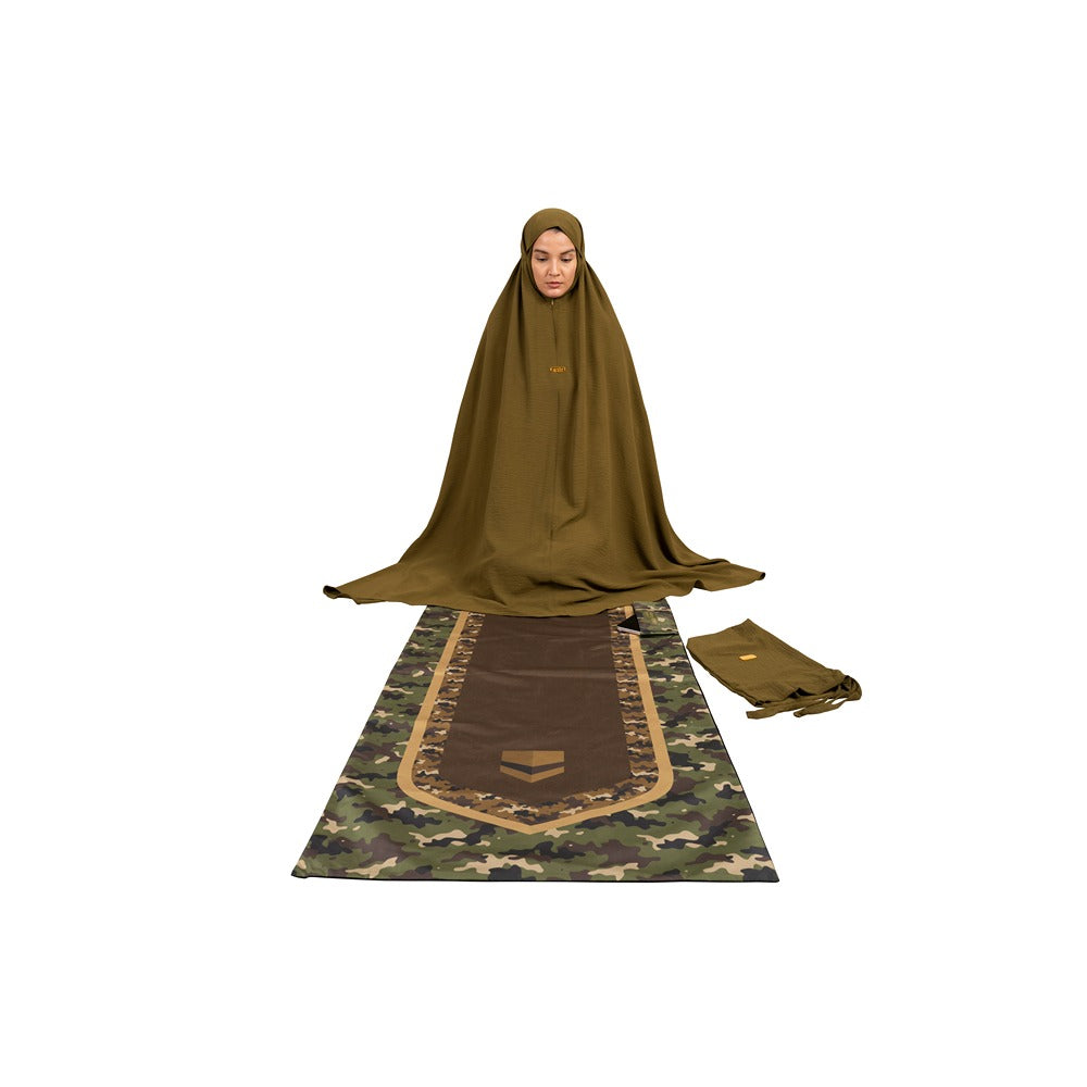 طقم كرينكل (قماش متموج) قطعتين - كاكي