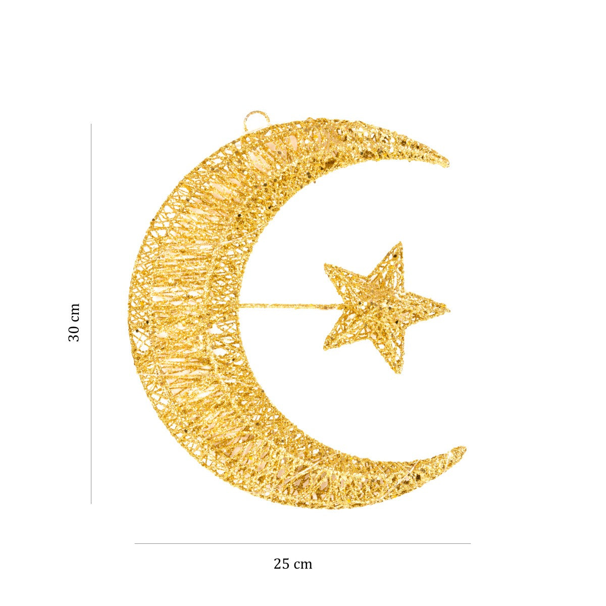 أضواء الهلال والنجمة بالخيوط الذهبية