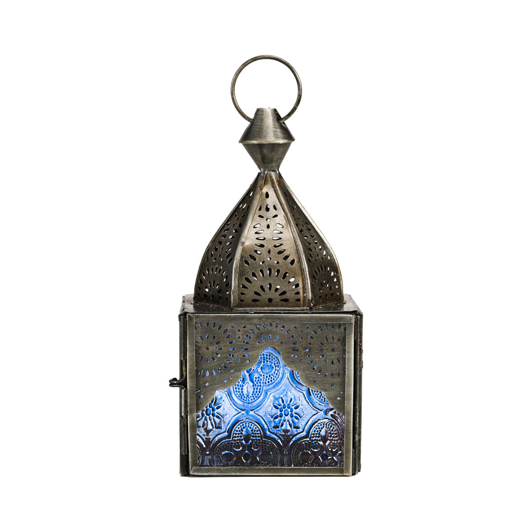 فانوس زنك صغير بتصميم كلاسيكي عتيق – زجاج بلون الكرز