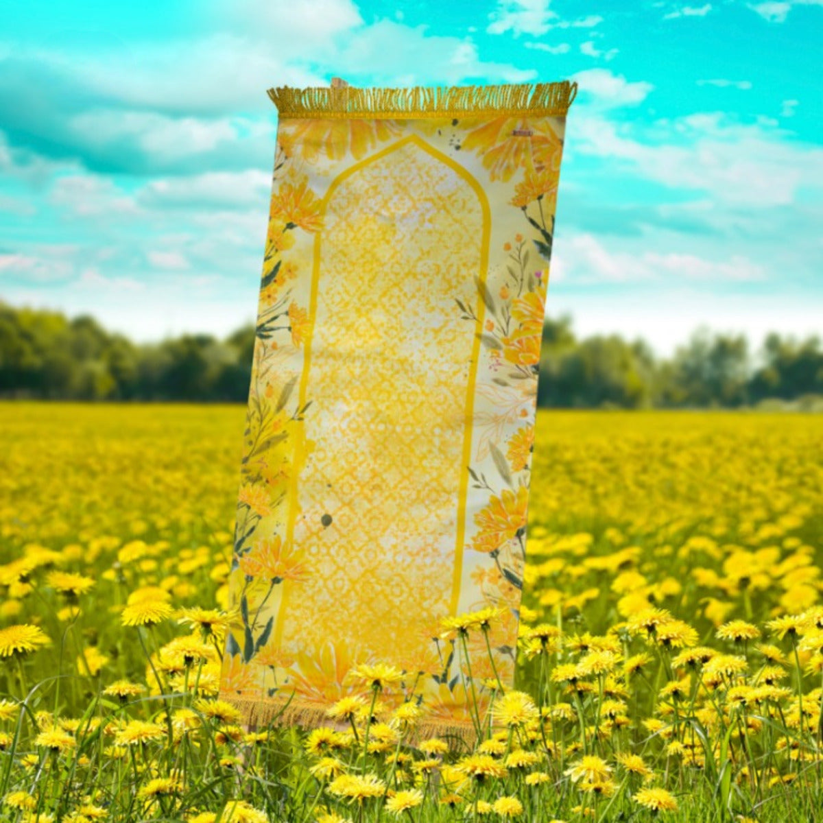 سجادة صلاة بشرابة ذهبية