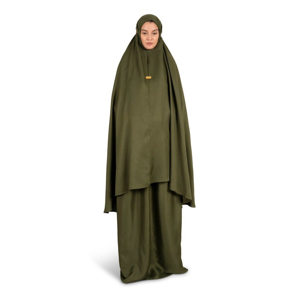 طقم قطني قطعتين - كاكي