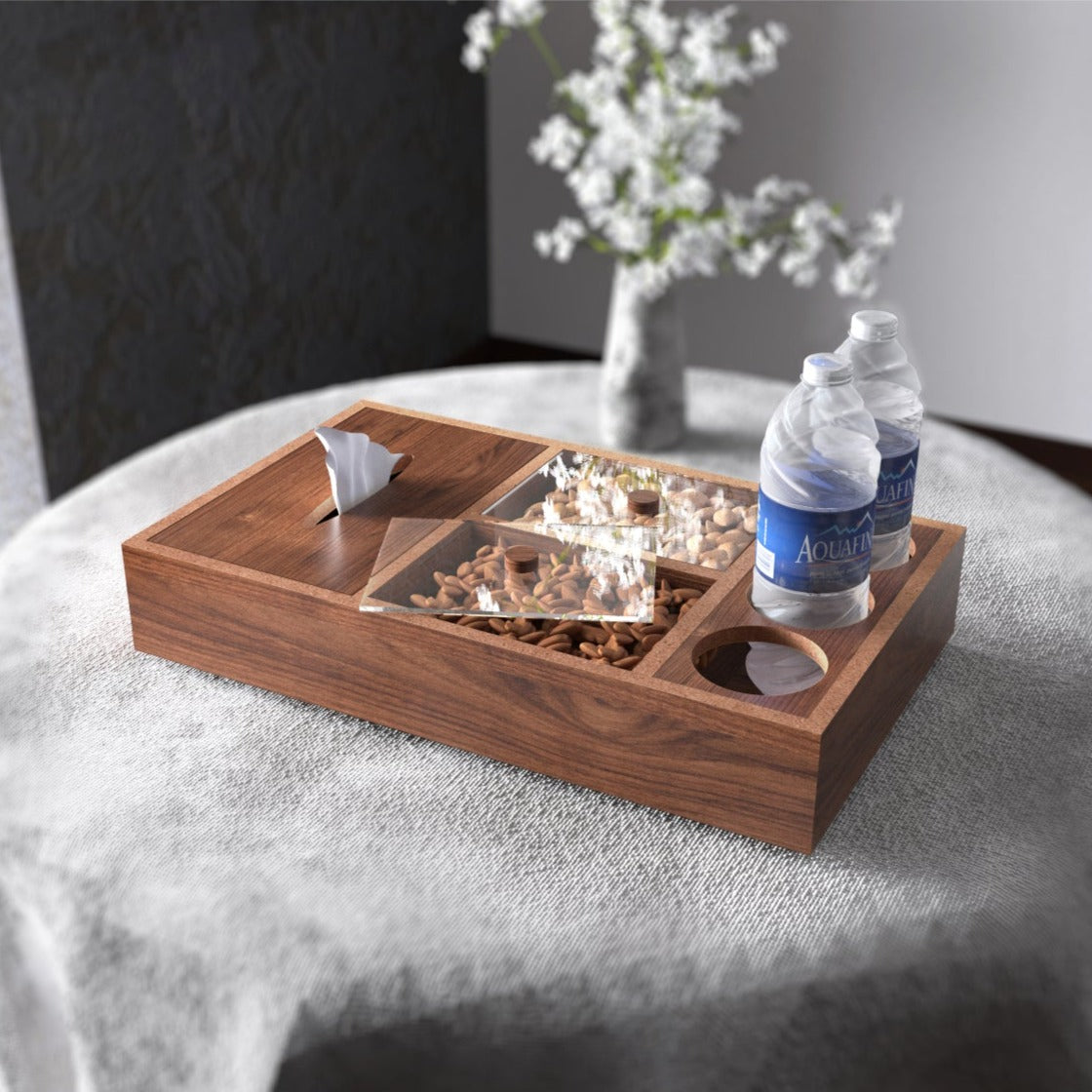 صينية خشبية لتنظيم طاولة القهوة - متوسطة الحجم