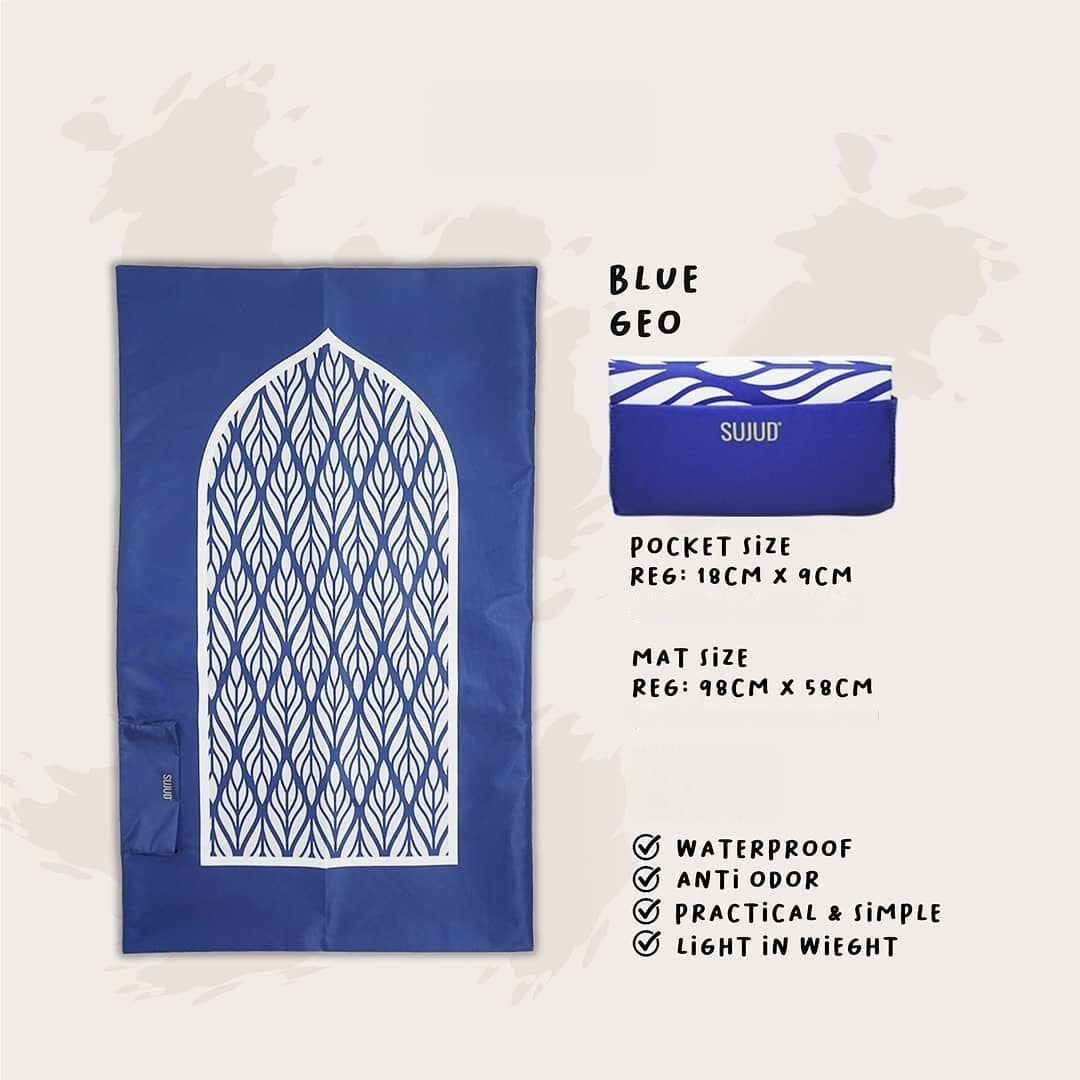 Pocket Prayer Mat - Sujud Blue Geo