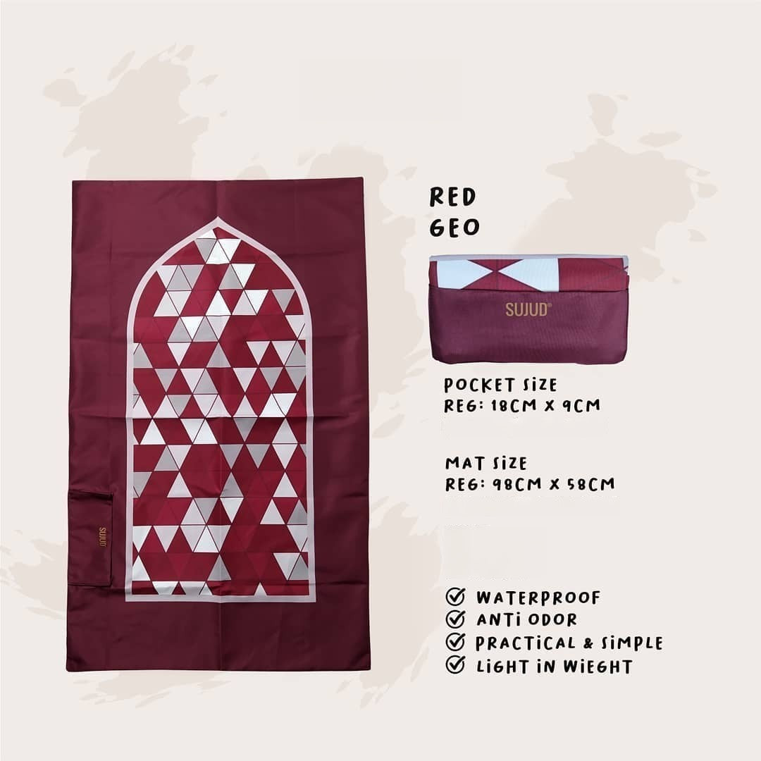 Pocket Prayer Mat - Sujud Red Geo