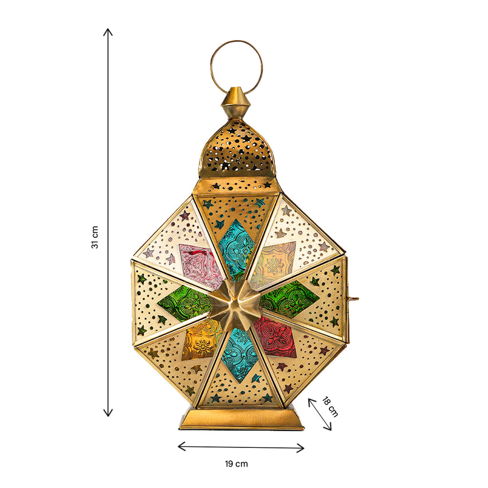 
                      
                        Cairo Charm Brass Antique Lantern - Multi Color Glass
                      
                    