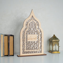 Ramadan & Eid Al-Fitr Wooden Door Wreath & Table Display - Arabic