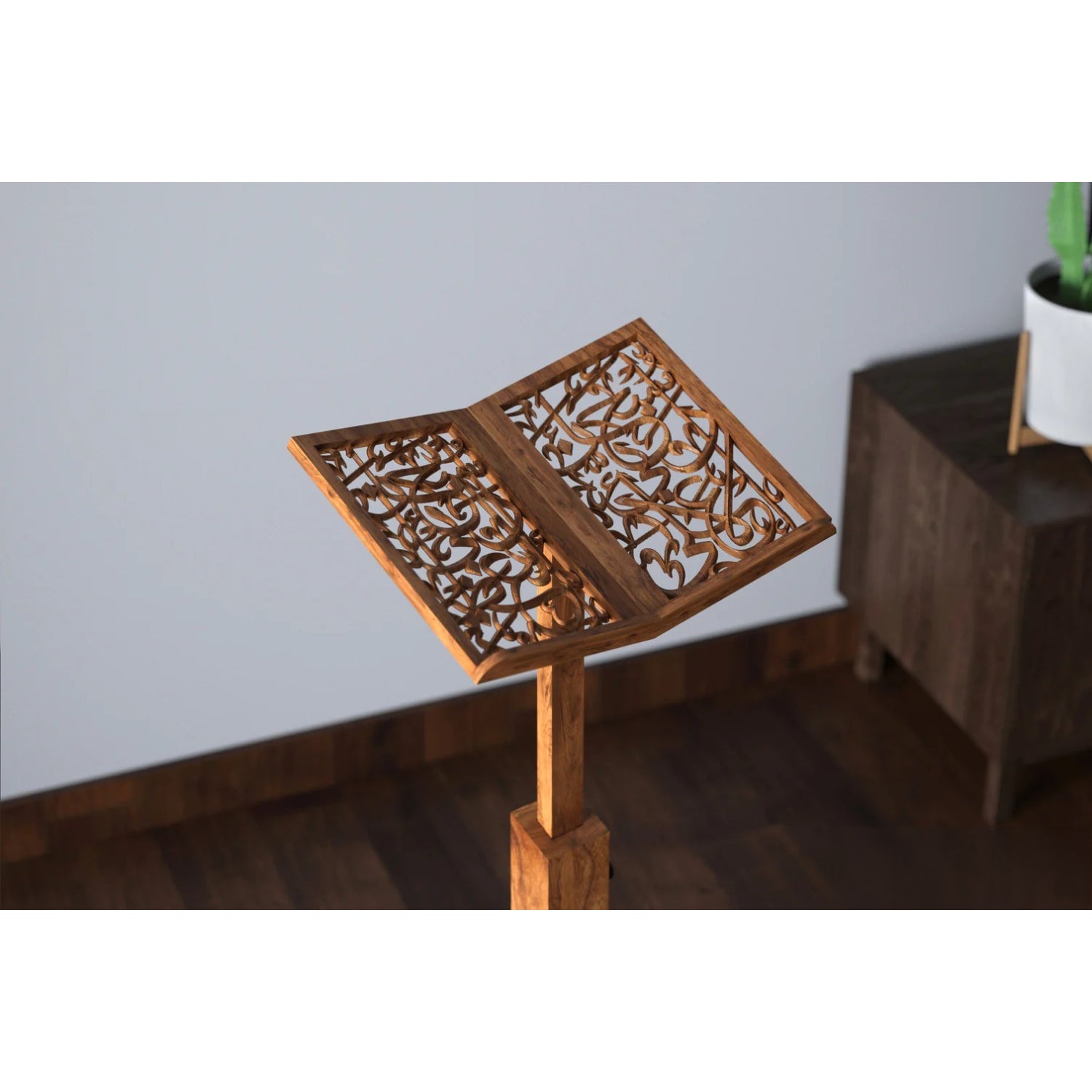 Adjustable Wooden Arabic Caligraphy Quran Stand - Hilalful