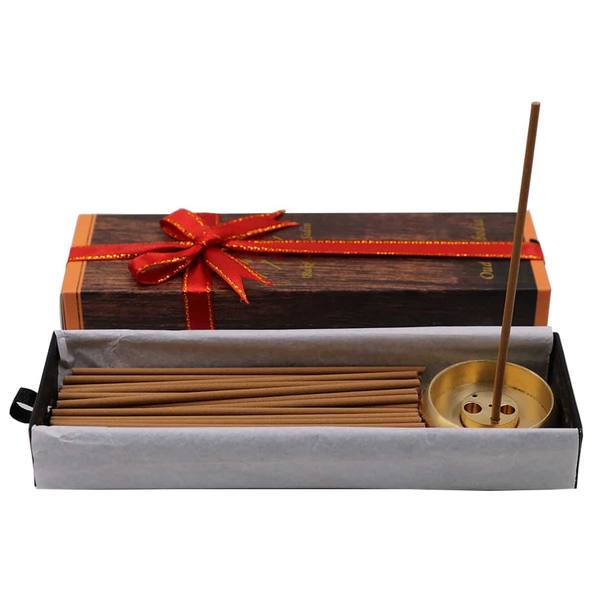 Bakhoor Oud Incense Stick (50pcs - 3mm) with Brass Incense Burner