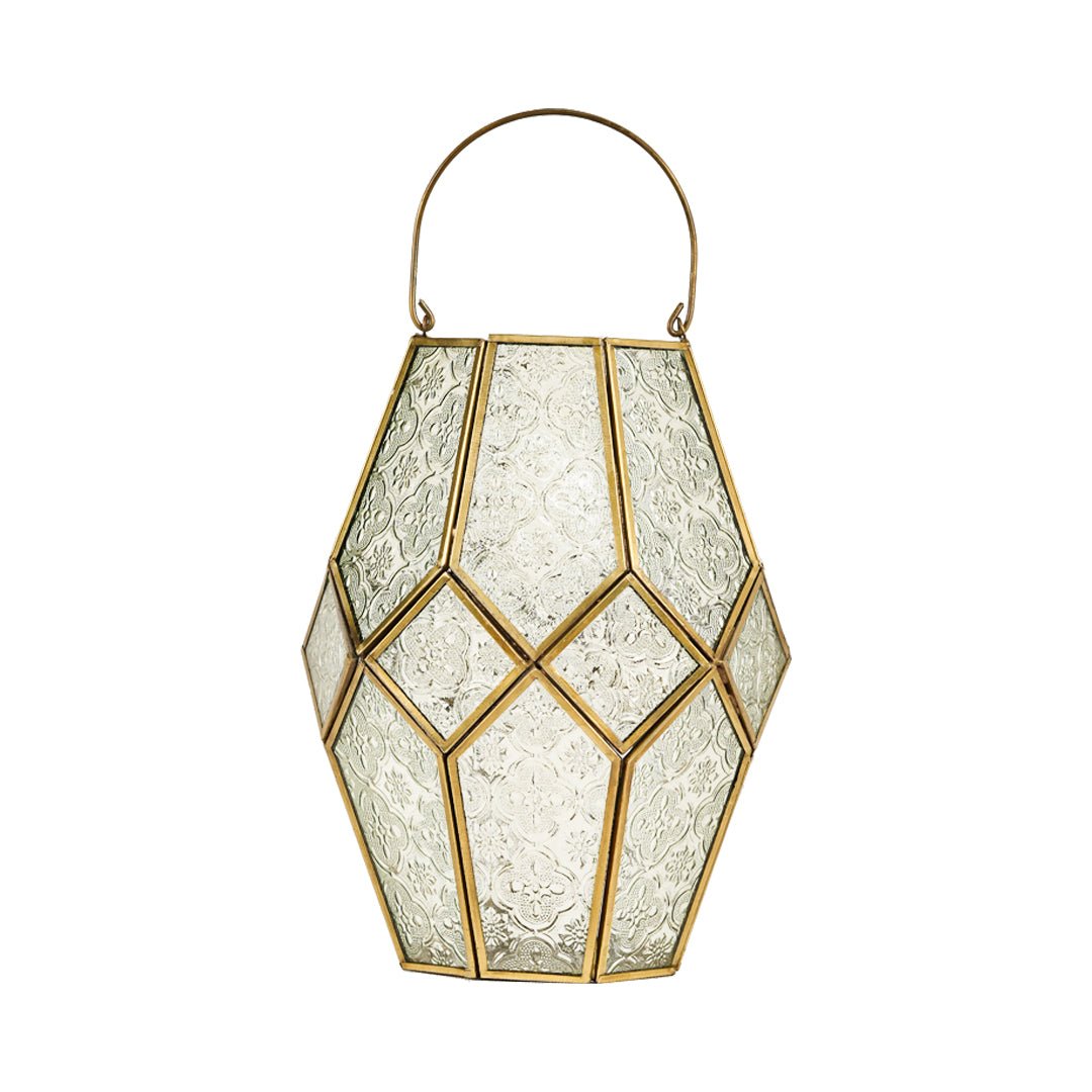 Contemporary Golden Lantern - Embossed Glass