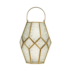 Contemporary Golden Lantern - Embossed Glass