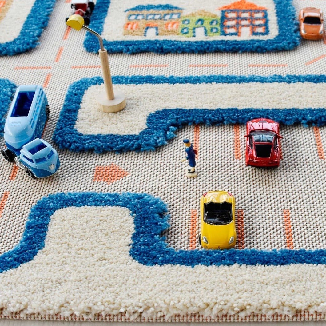 IVI 3D Play Carpet, Traffic Blue Design