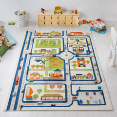 IVI 3D Play Carpet, Traffic Blue Design