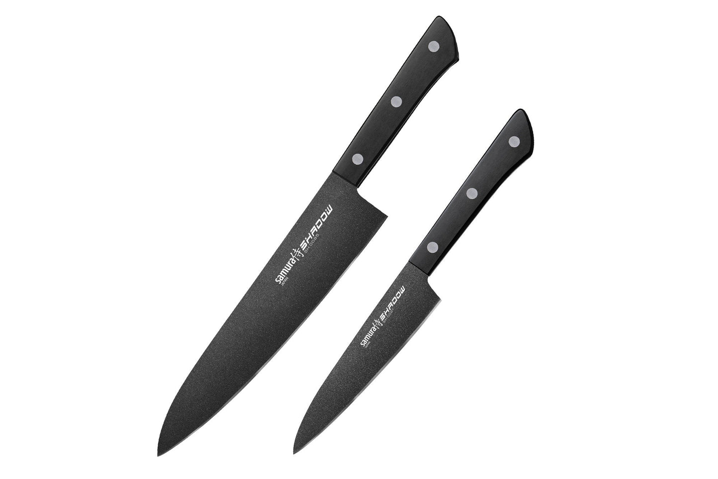 Samura SHADOW Set of 2 kitchen knives: Chef's knife, Utility knife with black non-stick coating