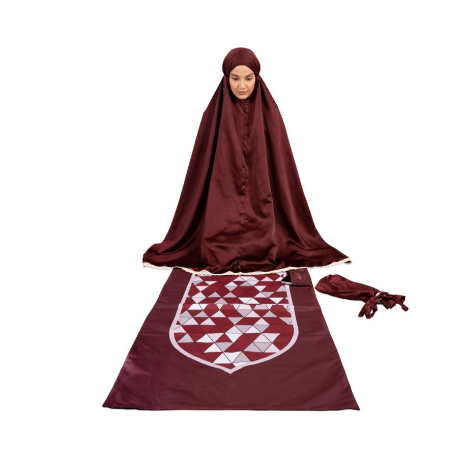 Silky 2 Piece Prayer Set - Lustrous Red