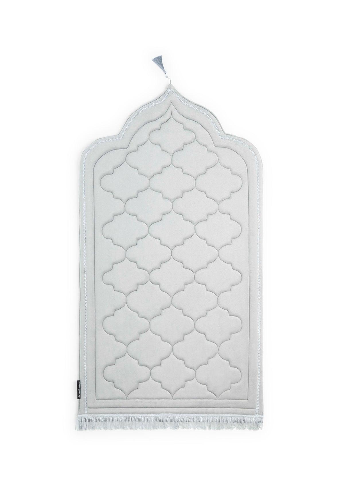 Velvet Foam Prayer Mat - Silver Grey - Hilalful