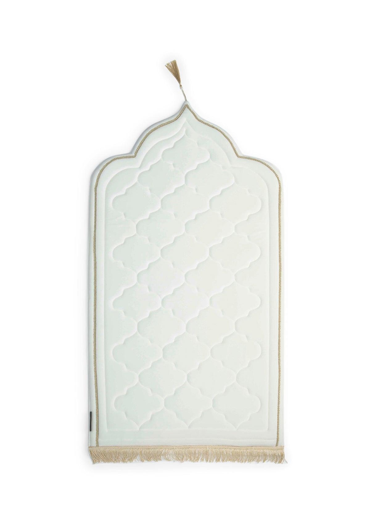 Velvet Foam Prayer Mat - Pearl White - Hilalful